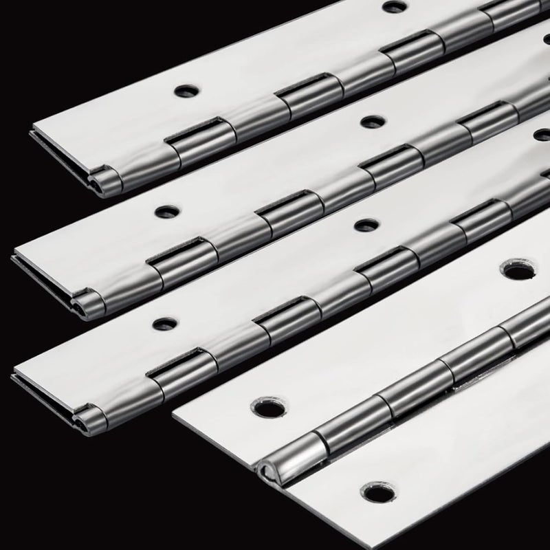 EVANCENT 4Pack Heavy Duty Piano Hinge, 2" Open Width x 16" Continuous & Piano Hinges, 0.06” Thick Stainless Steel Piano Hinge with Holes, Polished Stainless Furniture Hinges for Cabinet Door Cases Woodworking - Image 1